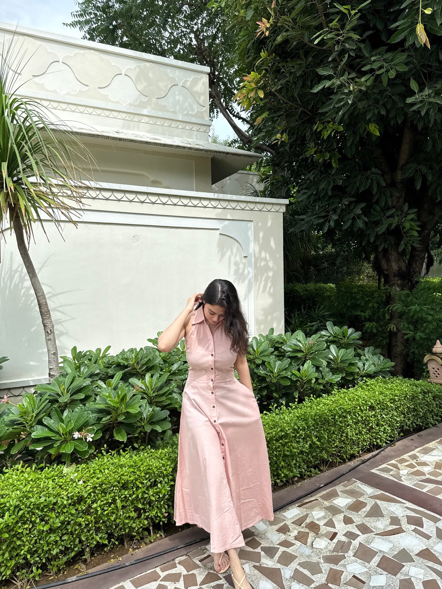 Zia Linen Dress (PINK)