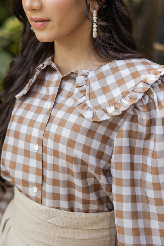 FLOUNCE SHIRT (BROWN)