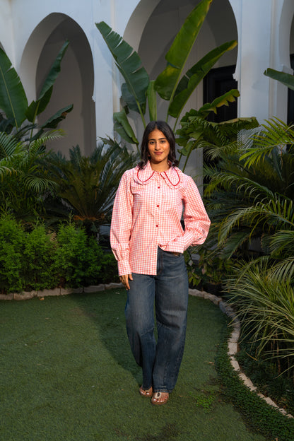 Pink gingham shirt