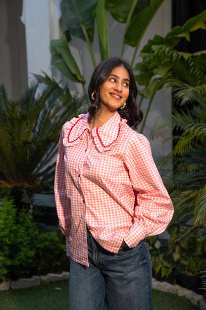 Pink gingham shirt