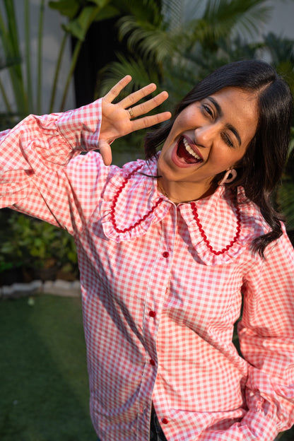 Pink gingham shirt