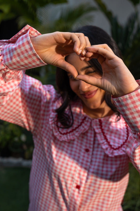 Pink gingham shirt