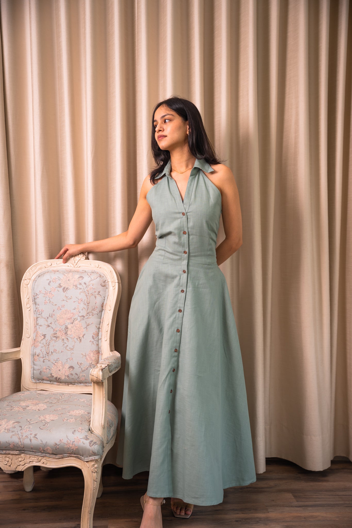 Zia Linen Dress - Green