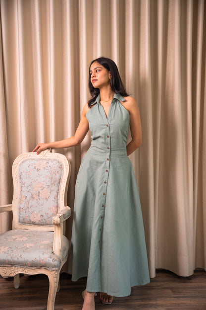 Zia Linen Dress - Green