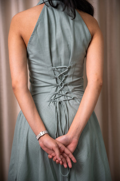 Zia Linen Dress - Green