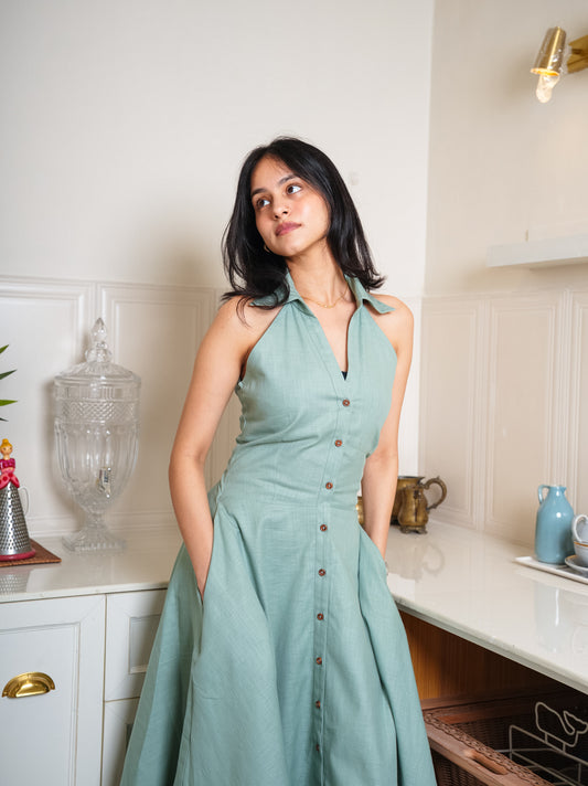 Zia Linen Dress - Green