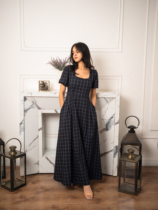 Sera Black Check Dress