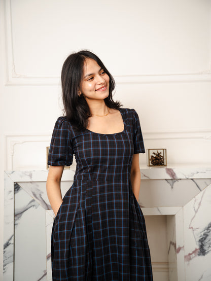 Sera Black Check Dress