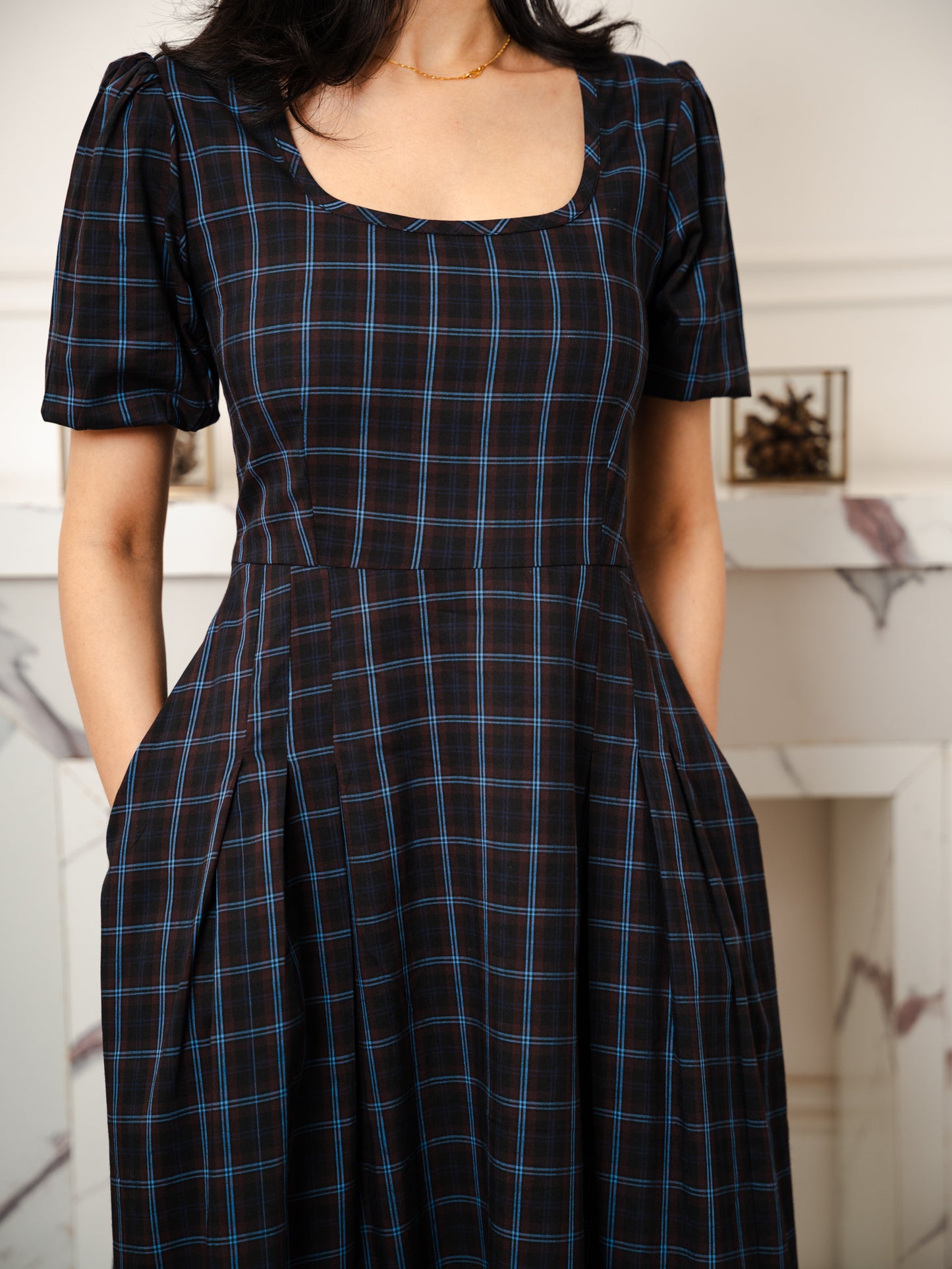 Sera Black Check Dress