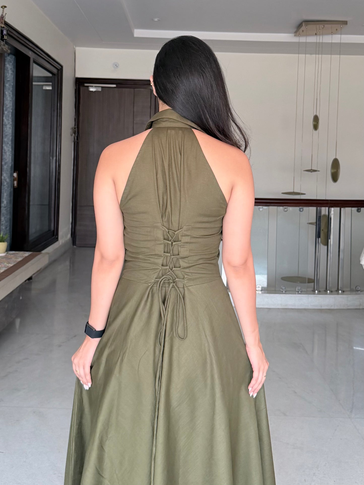 Zia Linen Dress - OLIVE
