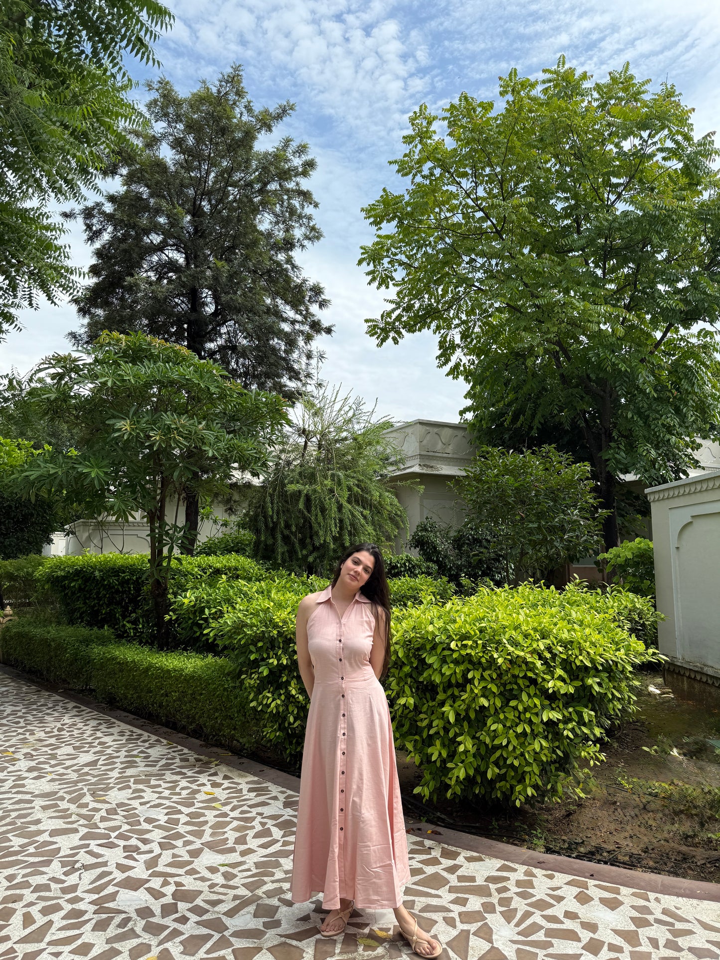 Zia Linen Dress (PINK)