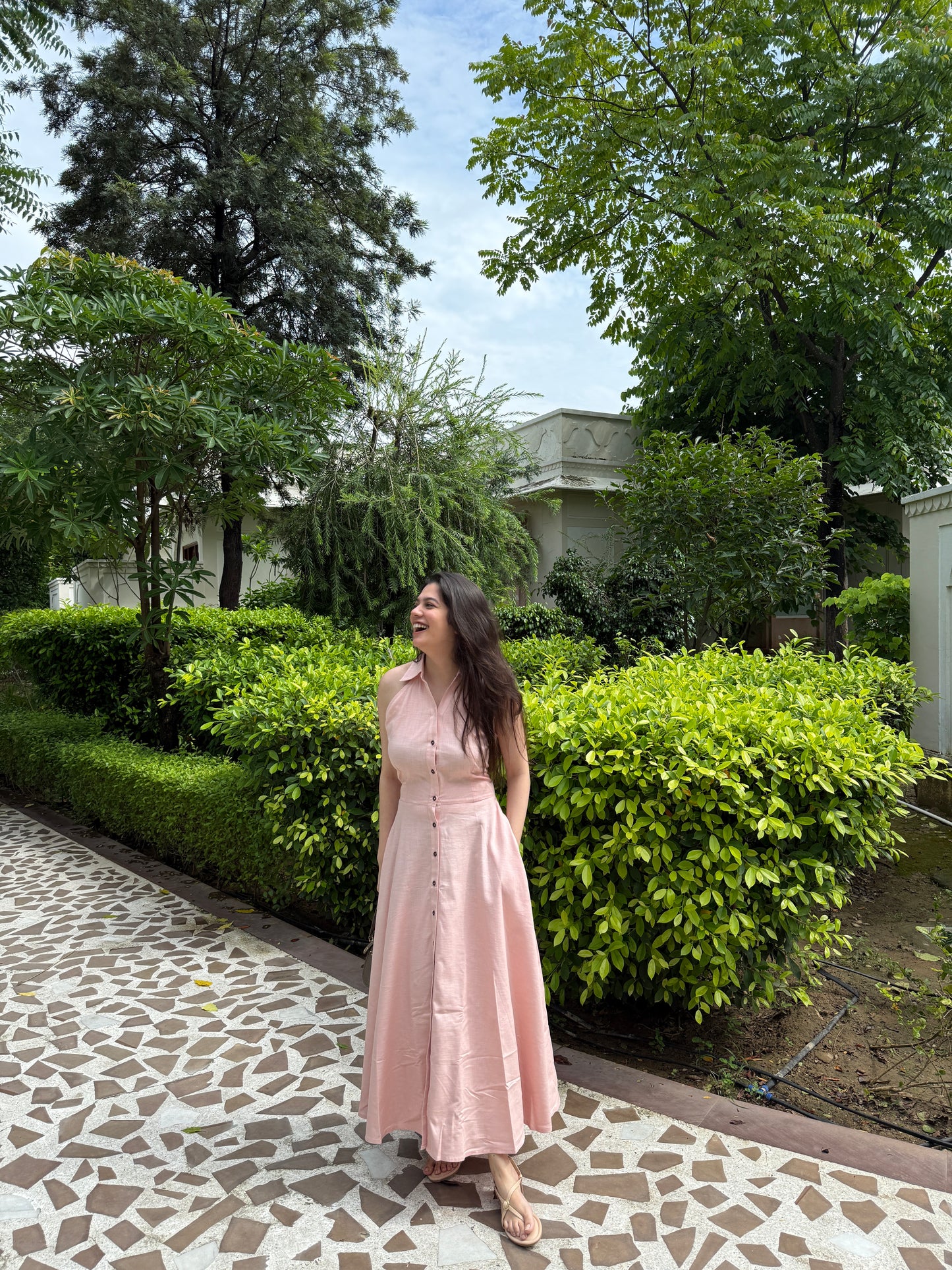 Zia Linen Dress (PINK)