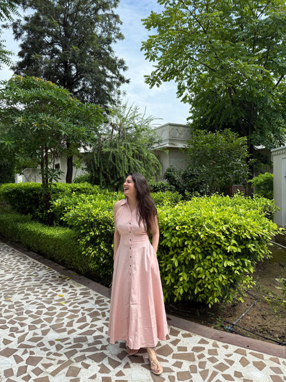 Zia Linen Dress (PINK)